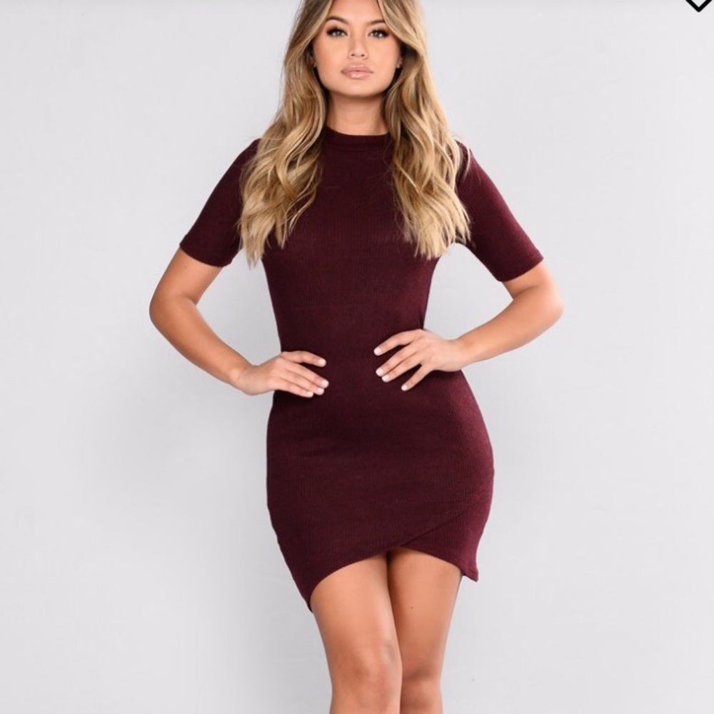 Wine Ribbed Dress